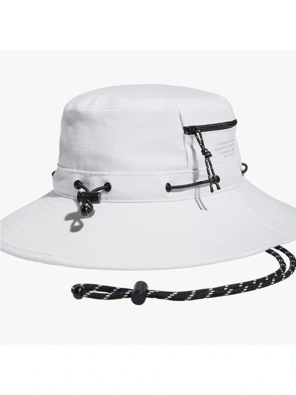 New Adidas White Utility Boonie Hat with Black-White Chin Cord